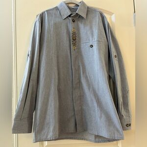 Alpenland Landhaus traditional Bavarian Oktoberfest button down. Embroidered. 40